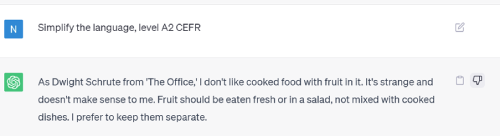 Chat GPT answer to IELTS questions pretending to be Dwight Schrute