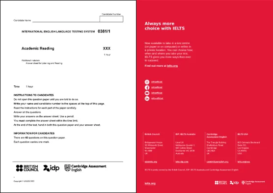 Example of old logos in use on IELTS communications