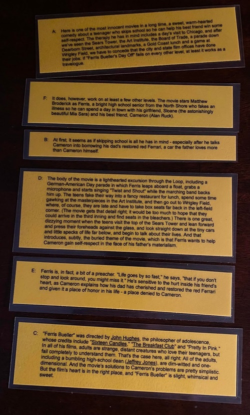 Ferris Bueller film review exercise