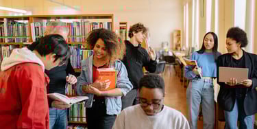 Students in a library