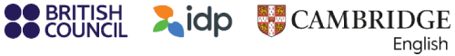 IELTS partner logos: British Council, IDP and Cambridge English