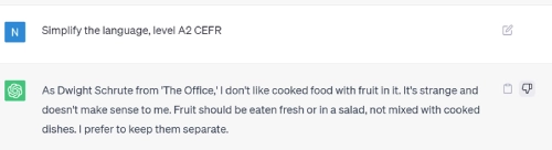 AI-generated IELTS speaking answer about food preferences using character role play