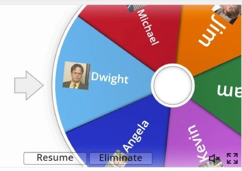 Interactive character selection wheel used for IELTS speaking role play practice