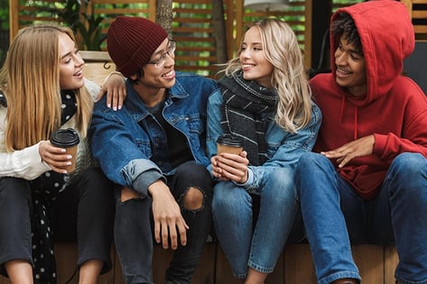 Students outdoor group discussion