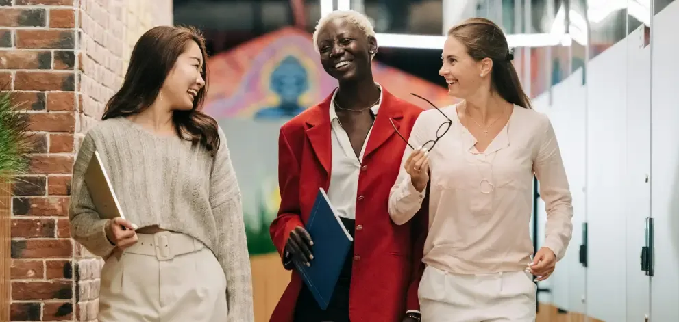 Women talking and laughing