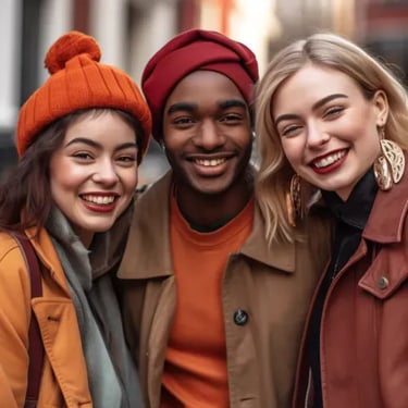 Students smiling winter clothing