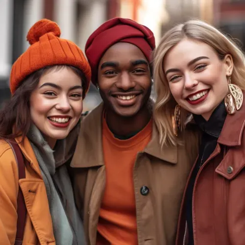 Students smiling winter clothing