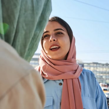 Students talking outside university