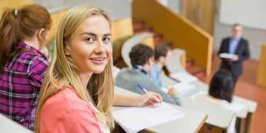 Student in university lecture hall