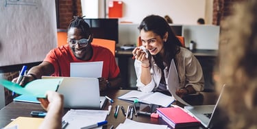 Students collaborating in study area