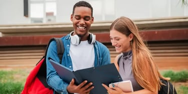 Students reviewing notes
