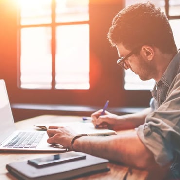 Man studying sunset looking - left