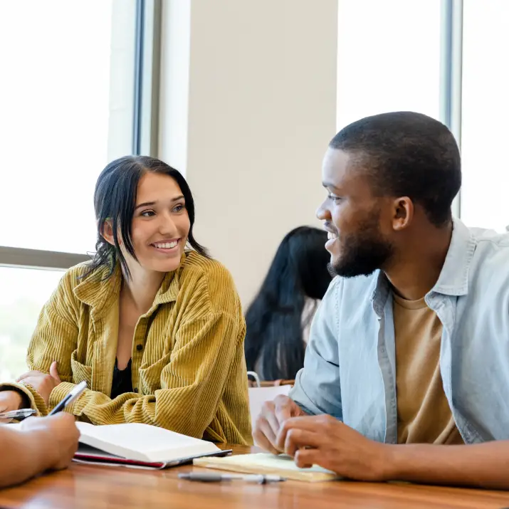 Students collaborating in a group discussion
