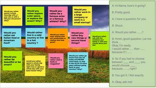 Would you rather speaking activity with dialogue script to boost student talk time