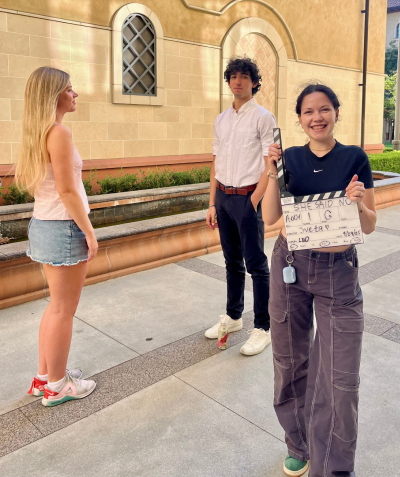 Svitlana Dyl filming project on campus